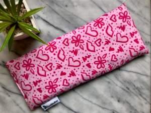 sac chauffant rectangle bisous roses